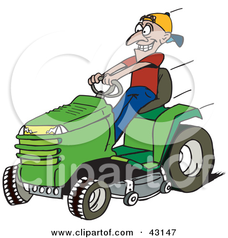 43147-Clipart-Illustration-Of-A-Man-Driving-A-Fast-Green-Riding-Lawn-Mower.jpg