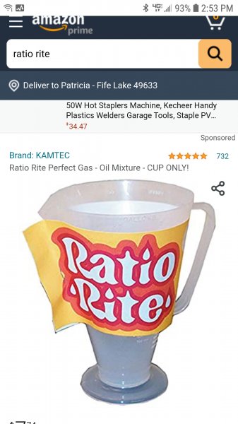  Ratio Rite Perfect Gas - Oil Mixture - CUP ONLY! : Automotive